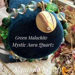 Alquimia Malachite aura quartz and Gold Bracelet
